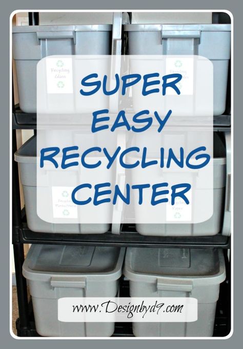 This is a super easy way to organize your recycling. Keep Everything organized. From inside to outside. How to organize your recyclables. You can set this up in your garage or mudroom. Keeps everything tidy. From the garage to the curb. Includes free printable label template Garbage And Recycling Storage Garage, Soft Plastic Recycling Storage, Recycling Organization Garage, Recycling Organization Ideas, Garage Recycling Center, Recycle Bins Ideas, Recycling Storage Ideas, Recycle Bin Ideas, Recycling Organization