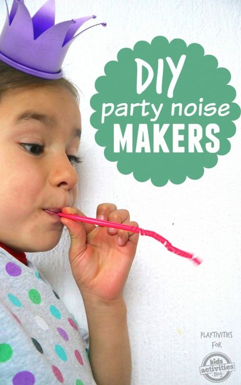 Super Easy DIY Party Noise Makers Diy Party Noise Makers, Noisemakers Diy, Diy Noise Makers, Boredom Busters For Kids, Noise Maker, Birthday Party Hats, Diy Valentines Crafts, Noise Makers, Balloon Diy