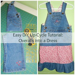 Upcycle Overalls, Diy Overall Dress, Diy Overalls, Dress Upcycle, Diy Sewing Tutorials, Clothing Crafts, Tie Quilt, Embellished Clothing, Upcycle Sewing