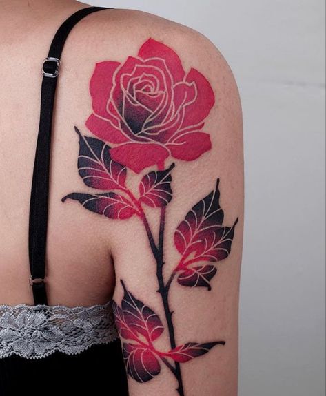 New Age Tattoo, Chest Neck Tattoo, Rose Drawing Tattoo, Red Ink Tattoos, Doodle Tattoo, Tatuaje A Color, Floral Tattoo Design, B Tattoo, Memorial Tattoos