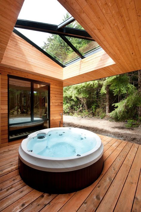 Cabin With Hot Tub, Tofino British Columbia, Sunken Hot Tub, Workspace Essentials, 2 Bedroom Cabin, Woodland House, Bedroom Cabin, Getaway Cabins, Ensuite Bathrooms