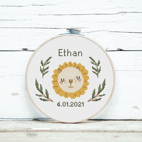 Baby Birth Announcement Cross Stitch Pattern Sweet Animal - Etsy Canada Birth Announcement Cross, Boy Nursery Decor, Baby Boy Nursery Decor, Baby Cross Stitch Patterns, Diy Wedding Gifts, Animal Nursery Decor, Baby Boy Nursery, Baby Birth Announcement, Baby Cross