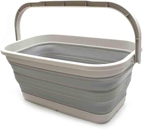 Amazon.com: SAMMART 11.6L (3.06 Gallon) Collapsible Rectangular Handy Basket/Bucket (Grey, 1): Kitchen & Dining Laundry Bucket, Collapsible Bucket, Rectangular Baskets, To Build A Home, Plastic Buckets, Build A Home, House Makeover, Wants And Needs, Open When