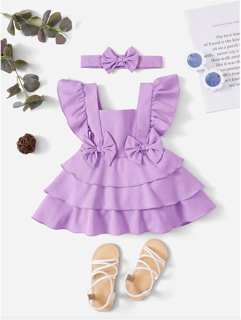 Purple Baby Clothes, Purple Baby Dress, Baby Shower Clothes, Luxury Baby Clothes, Baby Clothes Patterns Sewing, Green Lavender, Purple Collar, Baby Dress Design