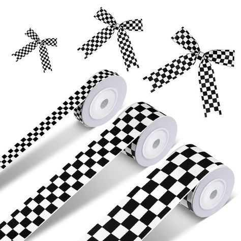 PRICES MAY VARY. Wide Application: The black grosgrain ribbon is suitable for various occasions, such as wedding decorations, gift wrapping, party decorations, DIY crafts, hair bows, scrapbooking, bow ties, headbands, etc. The white checkered printed ribbon is great for racing car theme parties, adding an elegant touch to your decorations. Premium Material: The black grosgrain ribbon is made of high-quality polyester, with a shiny surface and smooth texture, which is not easy to fade or tear. Th Racing Car Party, Race Car Party Decorations, Race Car Themes, Car Themed Parties, Unique Decorations, Car Theme, Car Party, Race Party, Black And White Ribbon