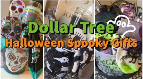 You’re gonna love these affordable Halloween Gift Basket Ideas! Also perfect for Boo! Baskets! Boo Basket Ideas Dollar Tree, Halloween Gift Basket Ideas, Dollar Tree Gift Ideas, Diy Halloween Graveyard, Gifts For Myself, Tree Gift Ideas, Diy Halloween Gifts, Spooky Halloween Gifts, Bucket Gifts