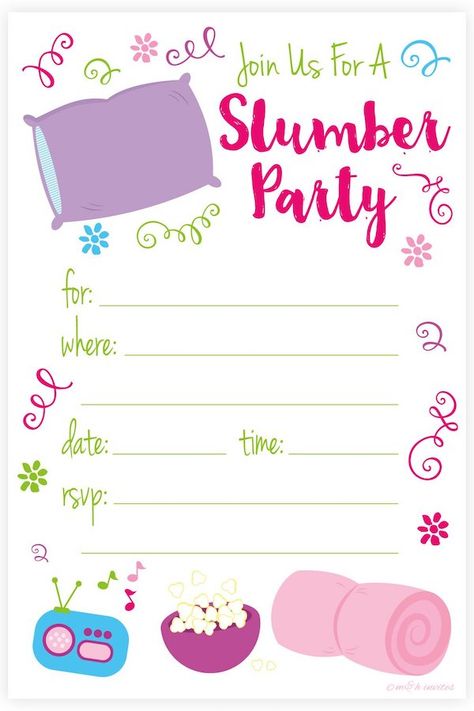 Sleepover Invitation, Boy Sleepover, Girls Sleepover Party, Slumber Party Invitations, Sleepover Invitations, Slumber Party Birthday, Pijama Party, Sleepover Birthday Parties, Girl Sleepover