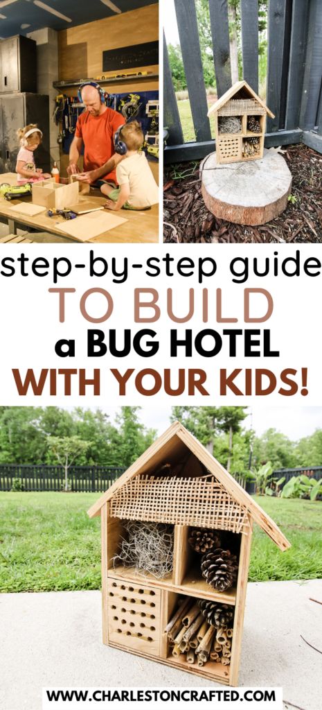 Unleash your creativity and foster a love for nature with your children. Build a bug hotel together using our woodworking plans that cater to all skill levels. Click the link for a step-by-step tutorial, and let's create a bug-friendly oasis in your own backyard! Bug Hotel Diy Kids, Diy Bug Hotel, Backyard Science, Build A Bug, Bug Hotels, Bug House, Picnic Table Plans, Forest School Activities, Bug Hotel