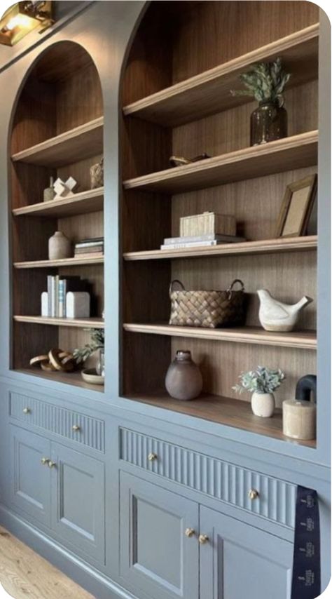 2 Tone Built In Cabinets, Book Built Ins, Wall To Wall Built Ins Living Room, Dark Gray Built In Bookshelves, Great Room Cabinets Built Ins, Cabinet Bookcase Built Ins, Built In Bookshelves Around French Doors, Book Wall Ideas Living Room, Built Ins Over Doorway