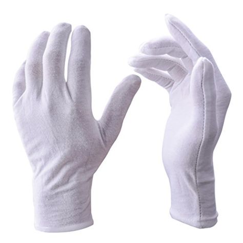 White Gloves, Zealor 12 Pairs Soft Cotton Gloves, Coin Jewelry Silver Inspection Gloves, Stretchable Lining Glove, La... Cotton Gloves, Coin Jewelry, White Gloves, Jewelry Silver, White Cotton, Gloves, Coin, Silver, White