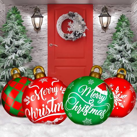 These outdoor inflatable Christmas balls measure about 23.6 inches in diameter, large enough to draw people's attention from a distance. You can put the inflatable Christmas balls in your yard or porch to add a different look, making your home full of Christmas spirit! #affiliate #christmas outdoor decor #christmas inflatables #christmas yard decoration #christmas giant ornament for yard Inflatable Ornaments, Blow Up Santa, Christmas Blow Up, Holiday Yard Decorations, Inflatable Christmas Tree, Inflatable Christmas Decorations Outdoor, Inflatable Christmas Decorations, Inflatable Decorations, Santa Decorations