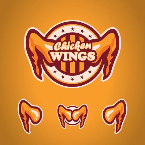 Chicken wings logo Premium Vector | Premium Vector #Freepik #vector #logo #food #restaurant #badge Chicken Wings Logo, Wings Logo Design, Resturant Logo, Wings Restaurant, Logo Wings, Wings Chicken, Fast Food Logos, Rooster Logo, Chicken Logo