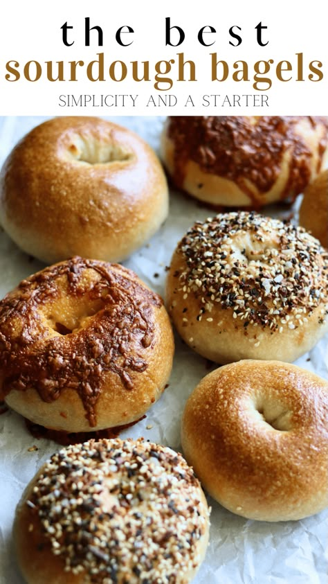 The Best Sourdough Bagels - Simplicity and a Starter Recipe Using Sourdough Starter, Sourdough Bagels, Sourdough Starter Discard Recipe, Homemade Sourdough Bread, Sourdough Starter Recipe, Bagel Recipe, Sourdough Baking, Starters Recipes, Sourdough Recipes