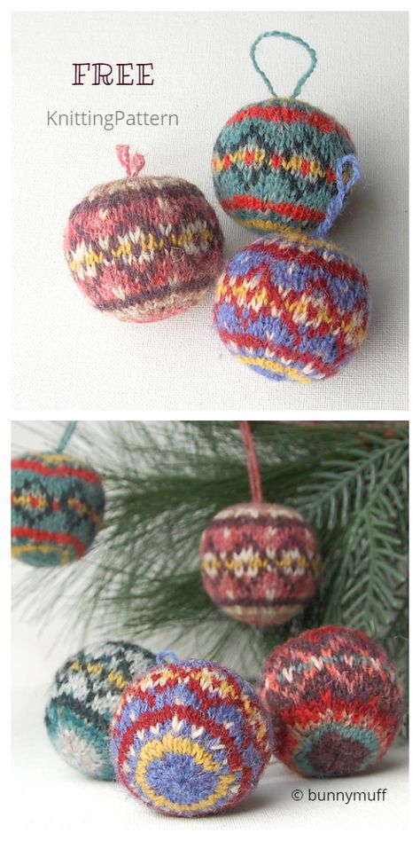 10 Knit Christmas Bauble Ornament Free Knitting Patterns - Knitting Pattern Knit Ball Ornaments, Knitted Christmas Baubles Free Patterns, Knit Holiday Decorations, Knitted Christmas Balls Free Pattern, Knitted Baubles Pattern Free, Christmas Ornaments Knitting Patterns, Knitted Xmas Decorations, Knitted Christmas Balls, Knit Christmas Decor