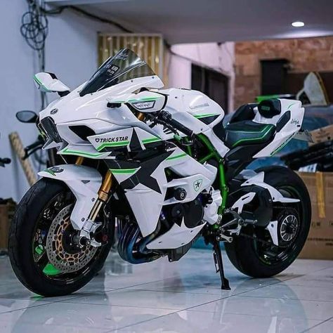 Custom Sport Bikes Motorcycles, Ninja H2r, Ninja Bike, Kawasaki H2, White Bike, Kawasaki Bikes, Image Moto, Custom Sport Bikes, Download Hair