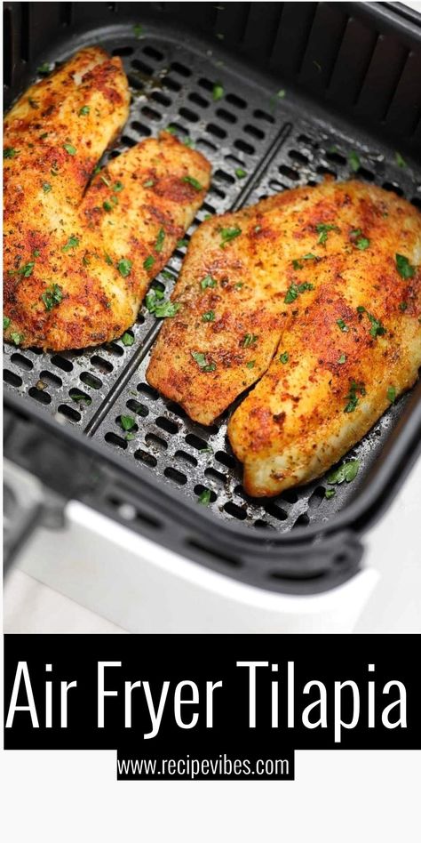 Air Fryer Tilapia recipe that is quick and easy. Flavorful, healthy, delicious. Air Fryer Tilapia, Air Fried Fish, Air Fryer Fish Recipes, Ninja Cooking System Recipes, Ninja Air Fryer, Air Fryer Fish, Air Fryer Cooking Times, Cooks Air Fryer, Air Fried Food