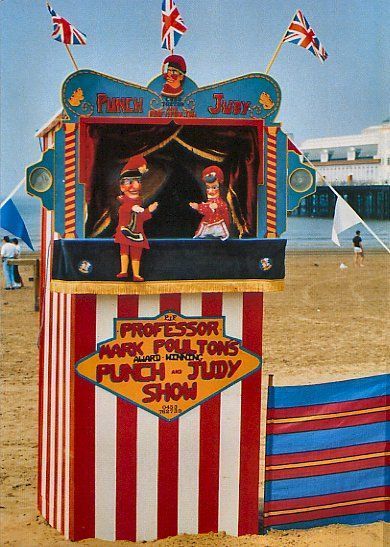 Punch And Judy Puppets, Paignton Devon, Puppet Stage, Puppet Theaters, British Beaches, 70s Nostalgia, Toy Theatre, Pet Resort, British Seaside