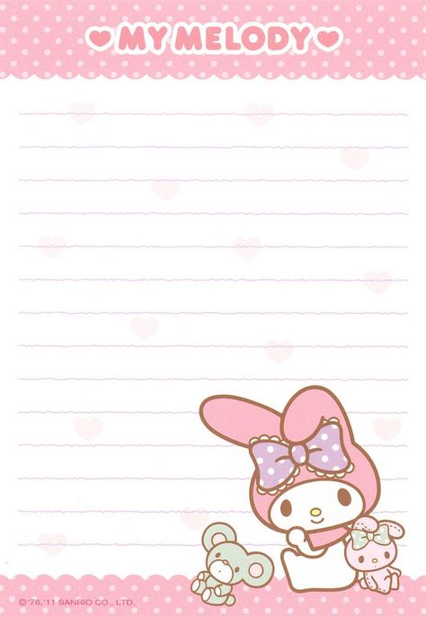 Writing Printables, Hello Kitty Printables, My Melody Wallpaper, Note Writing Paper, Vintage Writing, Writing Paper Printable, Sanrio Japan, Memo Paper, Hello Kitty Aesthetic