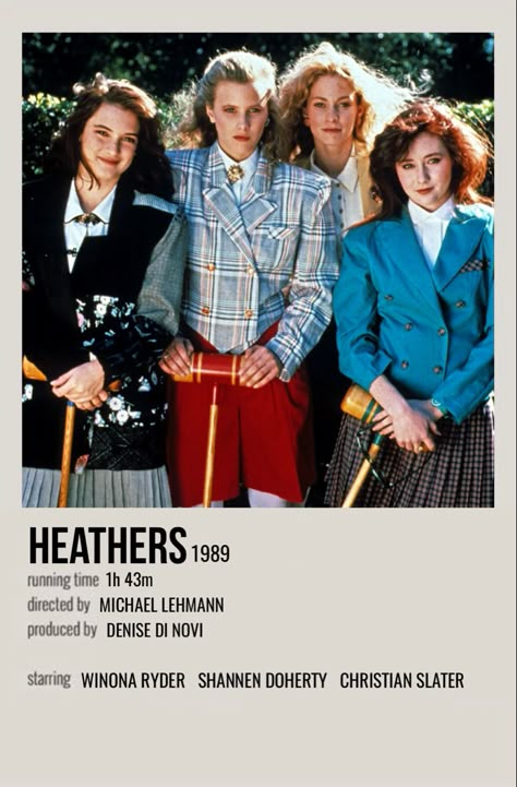 Polaroid Movie Poster, 80s Movie Posters, Heathers Movie, Iconic Movie Posters, Movie Card, Heathers The Musical, Girly Movies, Minimalist Movie Poster, Teen Movies