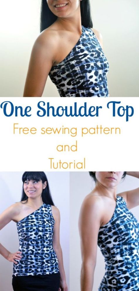 Sewing Tank Tops Easy, Tank Dress Pattern Free, Sew One Shoulder Top, Tank Top Pattern Free, One Shoulder Top Pattern, One Shoulder Dress Pattern, Floor Printable, Top Pattern Sewing, Free Printable Sewing Patterns