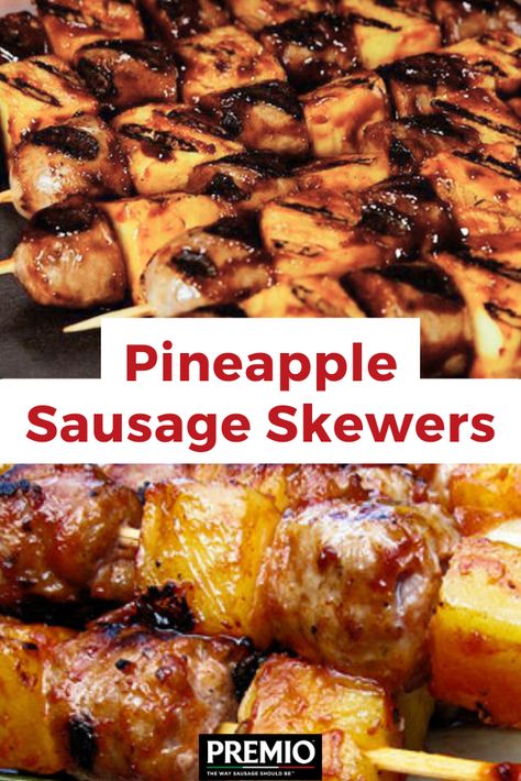 Looking for the perfect addition to your summer cookouts? Try our kid-friendly Pineapple Sausage Skewers that can be made in 30 minutes or less! This recipe combines the sweetness of juicy pineapple with our delicious Sweet Italian Sausage, creating a flavor-bursting combo! #SummerCookoutFood #KidFriendlyMeals #EasyMeals Pineapple Sausage Skewers, Pineapple Sausage, Sausage Skewers, Sausage Recipes For Dinner, Sausage Dishes, Pellet Grill Recipes, Kabob Recipes, Pineapple Recipes, Skewer Recipes