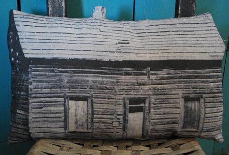 Primitive Early Rag Stuffed Cabin Homestead House by redroosterbab, $39.99 Cabin Homestead, Black White Farmhouse, Primitive Cabin, Cabin Pillows, Cabin Crafts, Rustic Letters, Homestead House, Cabin Home, House Farmhouse