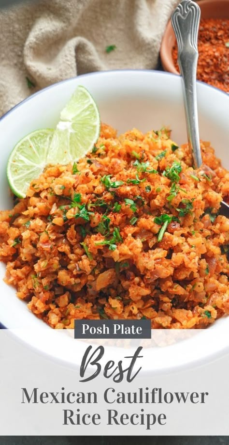 Riced Califlower Recipes, Traditional Mexican Rice, Cauliflower Mexican Rice, Spanish Cauliflower Rice, Mexican Cauliflower Rice, Mexican Cauliflower, Cauliflower Rice Casserole, Red Pepper Paste, Healthy Mexican Recipes