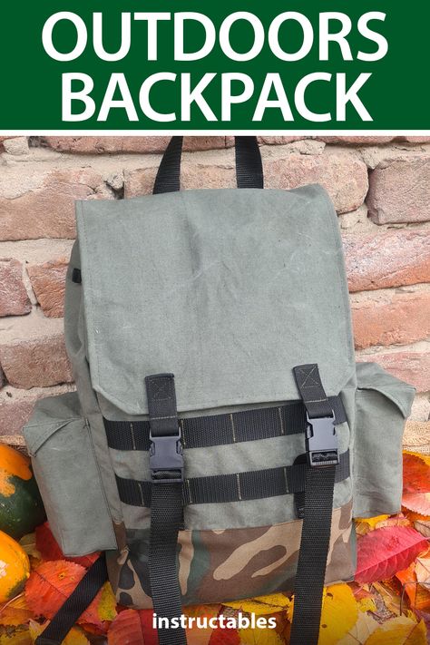 Outdoor Sewing Projects, Backpack Free Pattern Sewing, Canvas Backpack Pattern, Homemade Backpack, Diy Tactical, Make A Backpack, Backpack Sewing Pattern, Ikea Bag, Diy Backpack Pattern