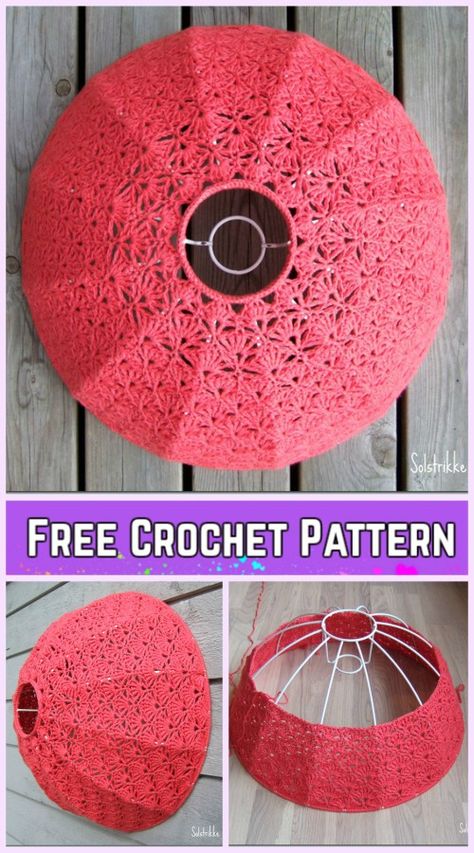 Crochet Lamp Shade Free Pattern, Crochet Lampshade Pattern Free, Crochet Lampshade Pattern, Crocheted Lampshades, Crochet Lamp Shade, Crochet Lights, Lamp Crochet, Crochet Lampshade, Crochet Lamp