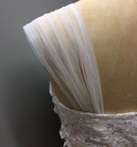 DETACHABLE ruched tulle wedding dress STRAPS ivory white black Adding Straps To Wedding Dress, Corset Ballgown, Vintage Sleeves, Bohemian Veils, Wedding Dress Straps, Tulle Straps, Folk Wedding, Gowns Vintage, Dresses Hijab