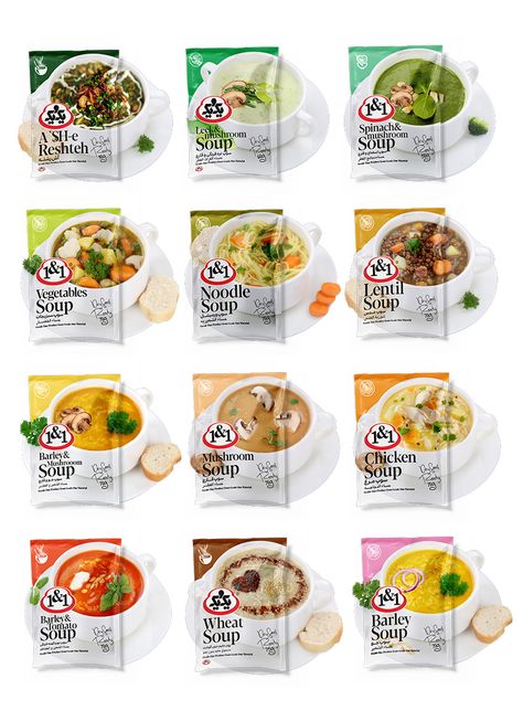 1&1 semi ready soup on Packaging of the World - Creative Package Design Gallery Instant Soup Packaging Design, Soup Design Packaging, Soup Packaging Design, Vegetarian Noodle Soup, Food Package Design, Soup Packaging, Frozen Food Packaging, Vegetable Packaging, Food Package