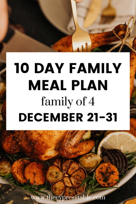 Christmas Meal Plan, Beef And Brown Gravy, 10 Day Meal Plan, December Meal Plan, Dinner Menu For The Week, Parmesan Chicken And Rice, December Meals, Vacation Meal Planning, Gluten Free Family Meals