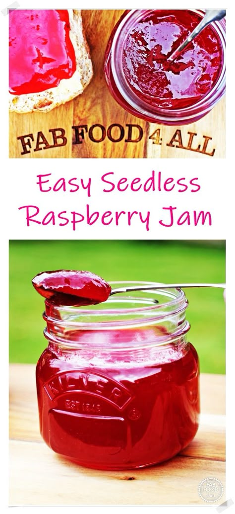 Raspberry Jelly Recipe With Pectin, Best Raspberry Jam Recipe, How To Make Raspberry Jam, Small Batch Raspberry Jam, Seedless Raspberry Jam Recipe, Raspberry Jam Recipes, Sugar Free Freezer Jam, Raspberry Jam No Pectin, Raspberry Jelly Recipe