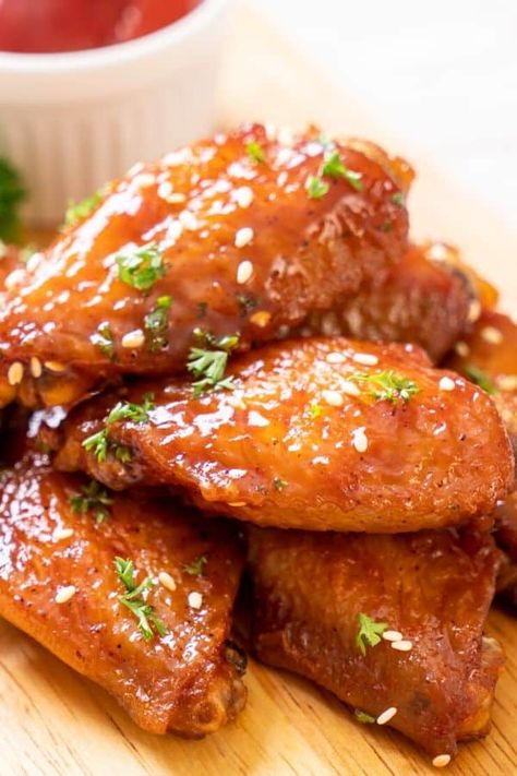 Baked Chicken Wings Recipe in BBQ sauce and Honey! Chicken Wings Aesthetic, Corn Dips, Chicken Wings Marinade, Wings Marinade, Best Wing Sauce, Baked Bbq Chicken Wings, Baked Chicken Wings Recipe, Wings Aesthetic, Freezing Corn