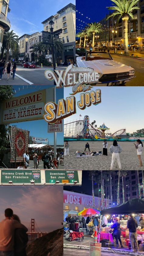 collage of san jose Boardwalk Beach, Downtown San Jose, Santa Cruz Boardwalk, California San Francisco, San Francisco Golden Gate Bridge, Things I Want, San Jose California, Golden Gate, Golden Gate Bridge