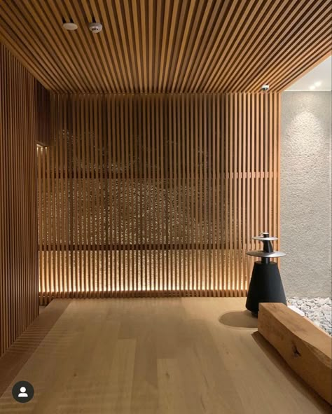 Japandi Wall Panelling, Modern Wooden Interior, Japan Interior Design, Wood Slat Ceiling, Presentation Board Design, Wooden Interior, Zen House, Hinoki Wood, Japanese Wall