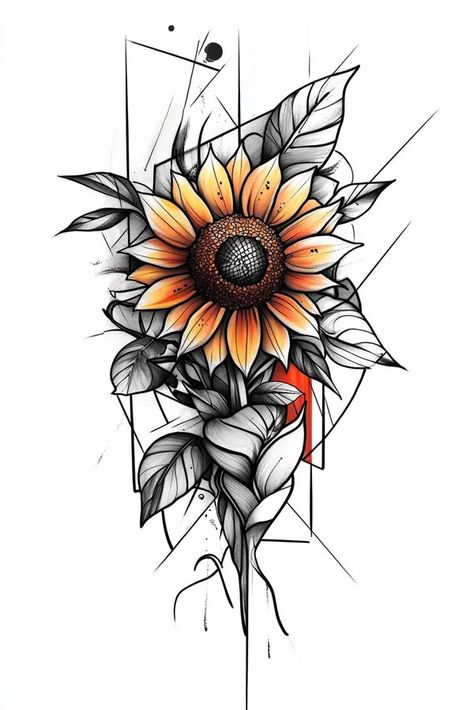 Tattoo idea: tattoo sketch Card with Sunflower – Happiness and posi 3 Sunflower Tattoo Men Forearm, Manly Sunflower Tattoo, Sunflower Reference Drawing, Maroon Sunflower Tattoo, Sunflower Hip Tattoos Women, Sunflower And Skull Tattoo, Sunflower Tattoo Men, Negative Shading Tattoo, Sunflower Tattoo Stencil