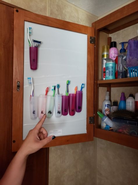 Camper Bathroom Storage Ideas, Diy Camper Storage Ideas, Rv Organization Ideas And Hacks, Storage Ideas For Campers, Camper Table Ideas, Minivan Living, Camper Must Haves, Camper Organization Rv Living, Rv Living Organization