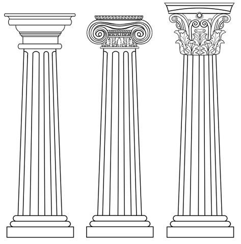 Greek Collums Drawing, Greek Architecture Drawing, Pillar Drawing, Hand Gesture Drawing, Dibujo Simple, Greek Columns, Ceramic Sculpture Figurative, Greece Art, House Arch Design