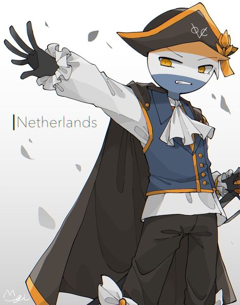 Dutch Empire Countryhumans, Dutch Empire, Cartoon Characters As Humans, Dope Cartoons, Human Flag, Dragon Puppet, Bungou Stray Dogs Characters, Ship Drawing, Country Human