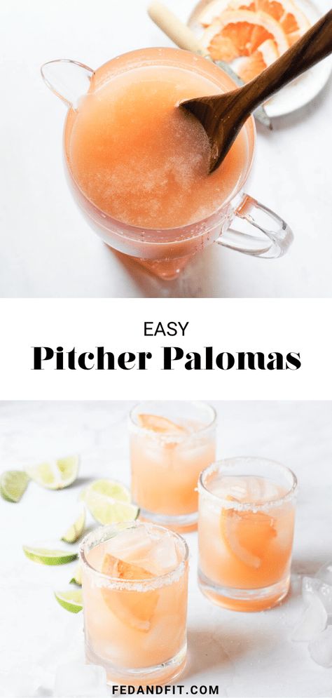 These easy pitcher palomas are a refreshing and fizzy margarita alternative that are perfect for any party or summer gathering! Easy Flavored Margarita Recipes, Drinks For Taco Night, Taco Night Drinks, Summer Bbq Drinks Alcoholic, Pitcher Paloma Recipe, Paloma Pitcher Recipe, Paloma Recipe Pitcher, Easy Drinks For Party, Paloma Cocktail Tequila Pitcher