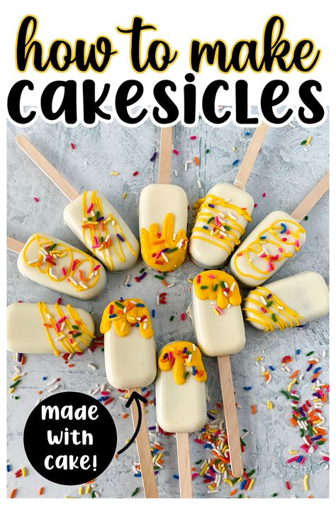 Learn how to make your own cakesicles for any special occasion with this easy recipe and step by step guide. Cake Sicles Tutorial, Easy Cakesicles, Cakescicles Recipes, How To Make Cakesicles, Cakesicle Recipes, Cake Sicles, Chili Cookoff, Oatmeal Cream Pies, Quick Treats