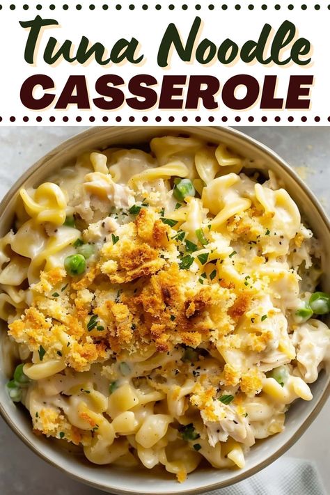 This tuna noodle casserole is a classic dish full of nostalgia! The combo of flaky tuna, noodles, peas, and a cheesy sauce never goes out of style. Tina Noodle Casserole, Creamy Tuna Noodle Casserole, Tuna Noodles, Tuna Noodle Casserole Easy, Fish Casserole, Cozy Recipes, Tuna Casserole Recipes, Tuna Patties, Canned Seafood