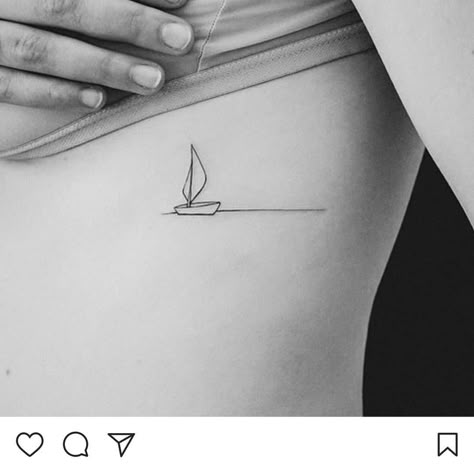 Sort of obsessed with this simple tattoo... #yahornah🤔 I would change it up a small bit #tinytattoos #smalltatoos #saltytattoos #sailaway… Hakuna Matata Tattoo, Sailing Tattoo, Simple Girl Tattoos, Sailboat Tattoo, Boat Tattoo, Hidden Tattoos, Shape Tattoo, Small Tattoos With Meaning, Small Girl Tattoos