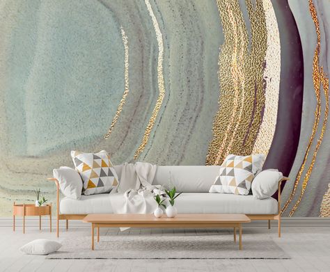 Wallpapers Gold, 2020 Home Decor Trends, Graphics Architecture, Marble Effect Wallpaper, Poster Graphics, Photoshop Poster, Bedroom Trends, Grey Furniture, Art Deco Home