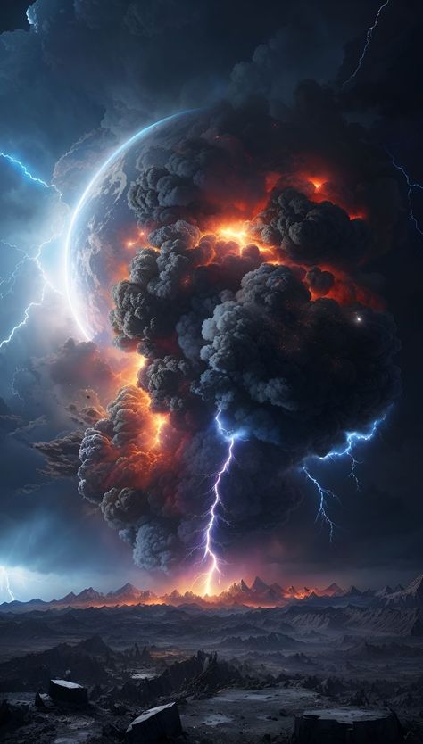 An Armageddon Armageddon Art, Scifi Wallpaper, Screen Savers Wallpapers Backgrounds, Scary Wallpaper, Screen Savers Wallpapers, Cosmic Art, Dark Art Tattoo, Landscape Concept, Dark Nature Aesthetic