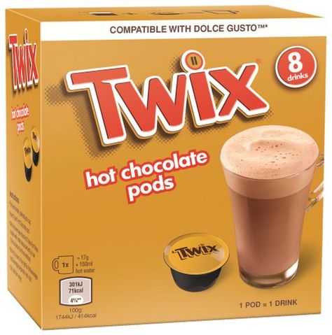 Chocolate Bar Brands, Twix Chocolate, Coffee Making Machine, Coffee Flavors, Twix Bar, Nescafe Dolce Gusto, Pod Coffee Machine, Chocolate Drink, Hot Chocolate Drinks