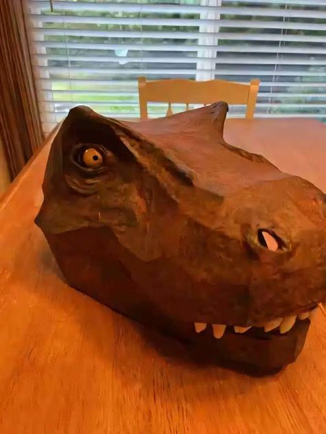 T-Rex Mask Pattern • Ultimate Paper Mache T Rex Cardboard Head, Papier Mache Dinosaur, Paper Mache Dinosaur, Halloween Decorations Food, Dinosaur Roar, Dino Birthday Party, Mache Art, Crafts Gift Ideas, Paper Mache Art