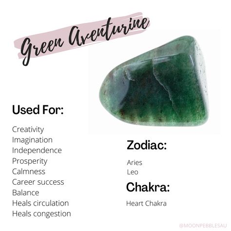 Prosperity | Career Success | Leadership Green Aventurine is a stone of prosperity. Known as the Stone of Opportunity, Aventurine Crystal is thought to be the luckiest stone on Earth, attracting wealth, success, prosperity, and improved odds of winning any game of chance. It reinforces leadership qualities and decisiveness..... Crystals | crystals australia | crystal meanings | Buy crystals online | healing crystals | crystals for prosperity Jade Vs Aventurine, Aventurine Stone Meaning, Green Crystals Meaning, Green Aventurine Properties, Green Adventure Crystal Meaning, Green Aventurine Crystal Meaning, Aventurine Crystal Meaning, Wealth Crystals, Green Meaning