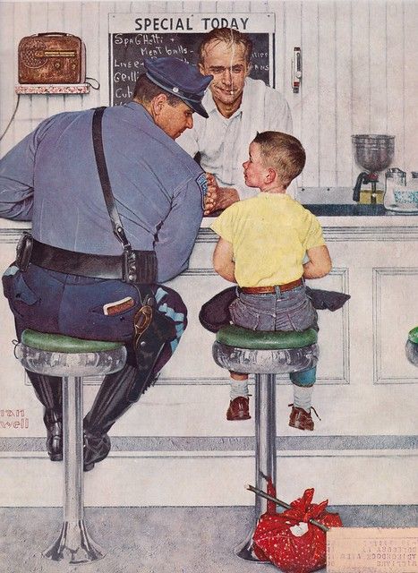 Saturday Evening September 20, 1958 | Norman Rockwell | barbiescanner | Flickr Norman Rockwell Prints, Police Art, Norman Rockwell Art, The Runaway, Norman Rockwell, Famous Artists, Art Moderne, Vintage Prints, Art Wallpaper